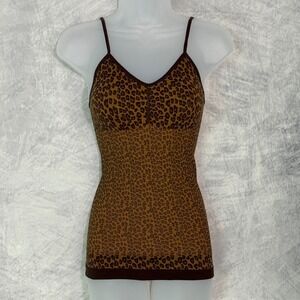 Leopard Compression Cami Top Brown Sz S y2k babydoll Indie fairy grunge